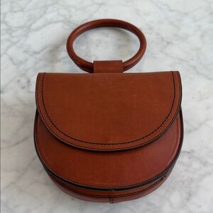 Theory Whitney Hoop Brown Leather Handbag